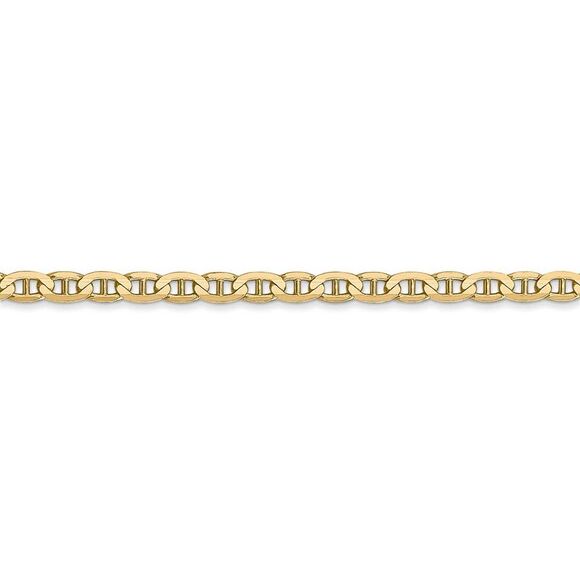 3mm, 14k Yellow Gold, Solid Concave Anchor Chain Necklace, 22 Inch - Picture 4 of 8